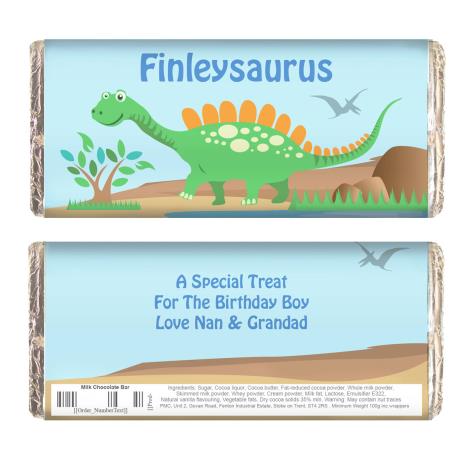 Personalised Dinosaur 100g Milk Chocolate Bar £5.99